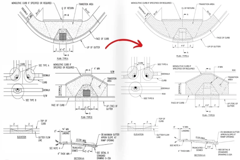Fully Editable CAD Drawings from Sidewalk Design Standards PDF - 1
